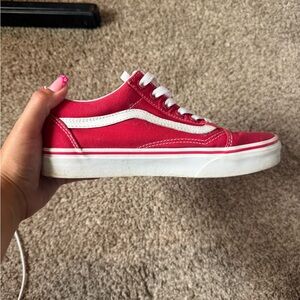 Vans Women's Red and White Sneakers